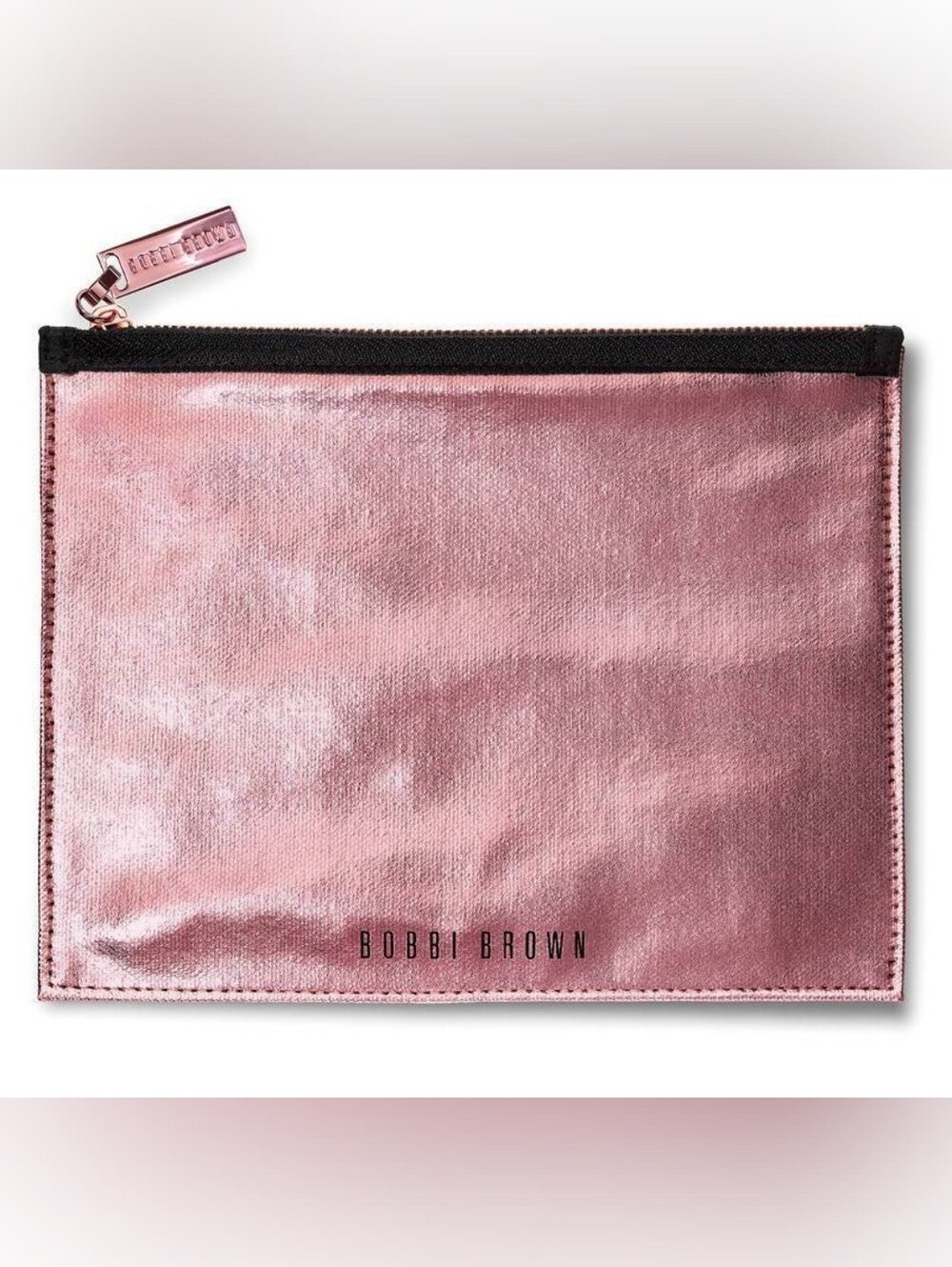 Bobbi Brown Metallic Rose Gold Cosmetic Bag New